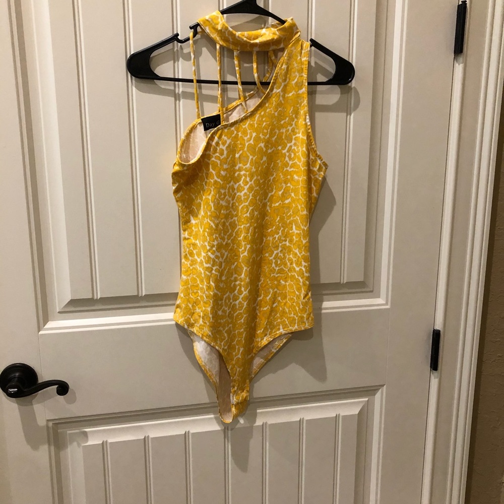 yellow leopard bodysuit